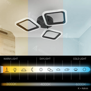 Żyrandol LED PULSARIS 40W, 3 kwadraty, światło zimne/ciepłe/neutralne, czarne żyrandole LED Domyślny tytuł Alessandro Design