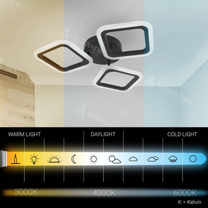 Żyrandol LED PULSARIS 40W, 3 kwadraty, światło zimne/ciepłe/neutralne, czarne żyrandole LED Domyślny tytuł Alessandro Design