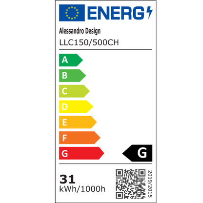 Żyrandol LED z pilotem i kryształem VERTUS 31W, 50cm, Okrąg, Światło zimne/ciepłe/Neutralne, Możliwość ściemniania, Chromowany Żyrandol LED z pilotem Domyślny tytuł Alessandro Design