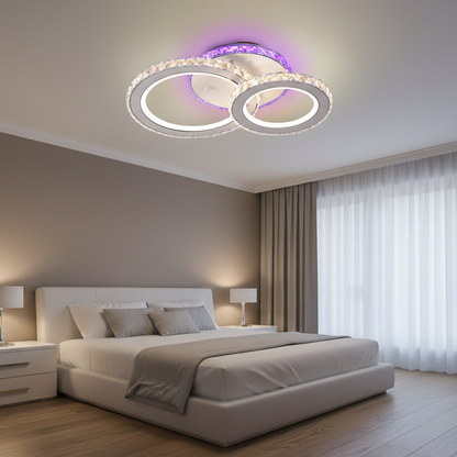 Żyrandol LED z pilotem i kryształem NOVA ROTONDA RGB 42W, 2 koła, światło zimne/ciepłe/neutralne, możliwość przyciemniania, biały Żyrandol LED z pilotem Domyślny tytuł Alessandro Design