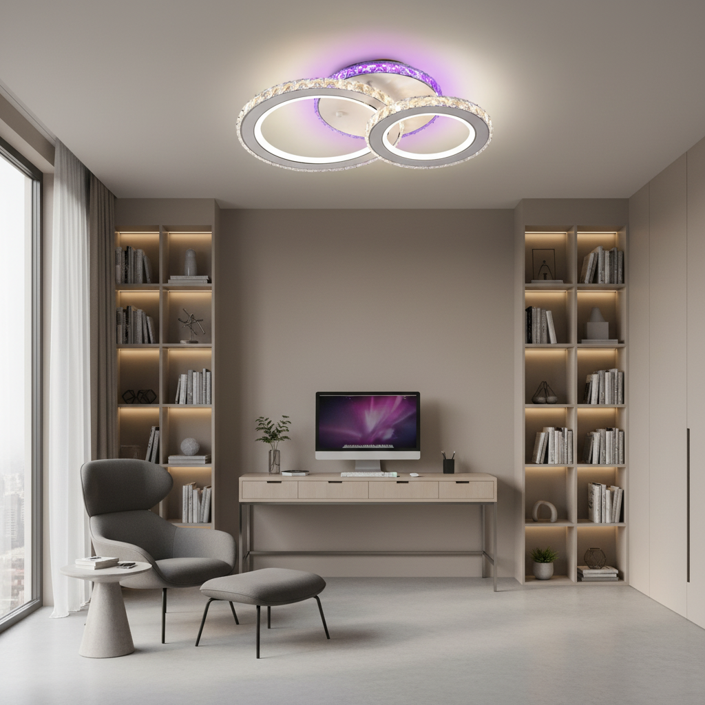 Żyrandol LED z pilotem i kryształem NOVA ROTONDA RGB 42W, 2 koła, światło zimne/ciepłe/neutralne, możliwość przyciemniania, biały Żyrandol LED z pilotem Domyślny tytuł Alessandro Design