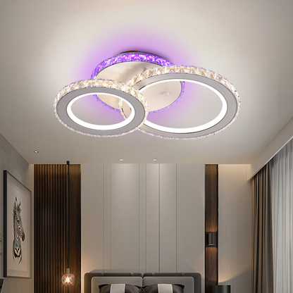 Żyrandol LED z pilotem i kryształem NOVA ROTONDA RGB 42W, 2 koła, światło zimne/ciepłe/neutralne, możliwość przyciemniania, biały Żyrandol LED z pilotem Domyślny tytuł Alessandro Design