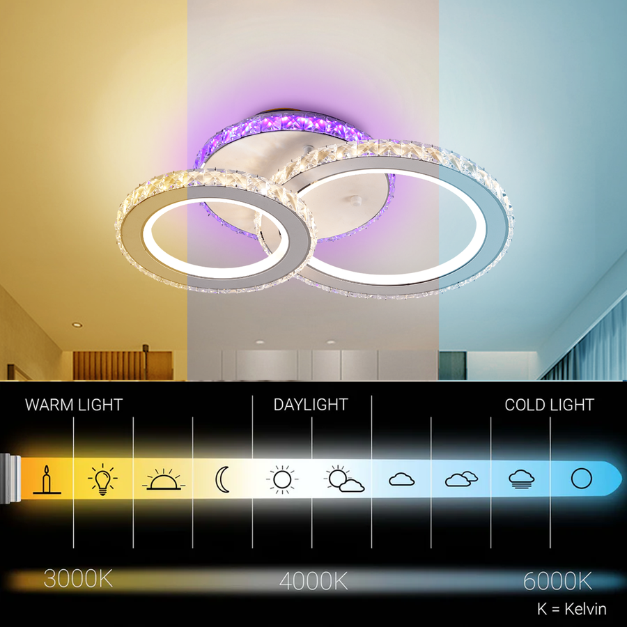 Żyrandol LED z pilotem i kryształem NOVA ROTONDA RGB 42W, 2 koła, światło zimne/ciepłe/neutralne, możliwość przyciemniania, biały Żyrandol LED z pilotem Domyślny tytuł Alessandro Design