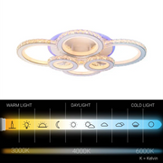 Żyrandol LED z pilotem i kryształem NOVA ROTONDA RGB 145W, 6 kółek, światło zimne/ciepłe/neutralne, możliwość przyciemniania, żyrandole LED z białego kryształu Domyślny tytuł Alessandro Design
