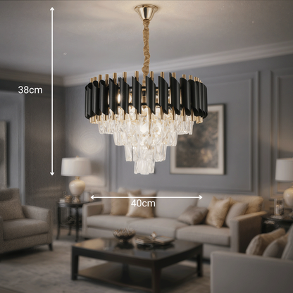 Żyrandol kryształowy VERSAILLES Nobile 5xE14, średnica 40cm, błyszczące złote i czarne żyrandole kryształowe Domyślny tytuł Alessandro Design