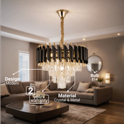 Żyrandol kryształowy VERSAILLES Nobile 5xE14, średnica 40cm, błyszczące złote i czarne żyrandole kryształowe Domyślny tytuł Alessandro Design
