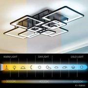 Żyrandol LED z pilotem ELLA 186W, 8 kwadratów, światło zimne/ciepłe/neutralne, możliwość przyciemniania, czarne Żyrandole LED z pilotem Domyślny tytuł Alessandro Design