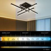 Żyrandol LED z pilotem LINEX, 52W, 4 elementy, liniowy, światło zimne/ciepłe/neutralne, możliwość przyciemniania, czarne Żyrandole LED z pilotem Domyślny tytuł Alessandro Design