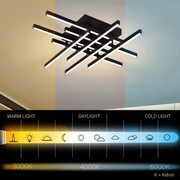 Żyrandol LED z pilotem LINEX, 108 W, 8 elementów, światło zimne/ciepłe/neutralne, możliwość przyciemniania, czarne Żyrandole LED z pilotem Domyślny tytuł Alessandro Design