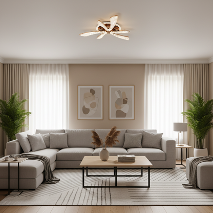Żyrandol LED CHARM Elegance z pilotem i kryształem, 44W, Ø50cm, 3 źródła, światło zimne/ciepłe/neutralne, możliwość przyciemniania, złoty
