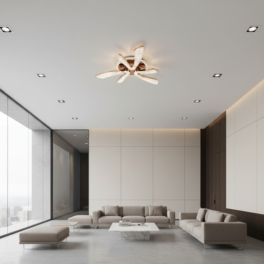 Żyrandol LED CHARM Elegance z pilotem i kryształem, 44W, Ø50cm, 3 źródła, światło zimne/ciepłe/neutralne, możliwość przyciemniania, złoty