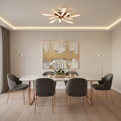 Żyrandol CHARM Magno LED z pilotem i kryształem, 68W, Ø59cm, 5 źródeł, światło zimne/ciepłe/neutralne, możliwość przyciemniania, złoty