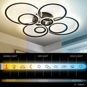 Żyrandol LED z pilotem BETTY 127W, 8 kółek, światło zimne/ciepłe/neutralne, możliwość przyciemniania, czarne żyrandole LED z pilotem Domyślny tytuł Alessandro Design