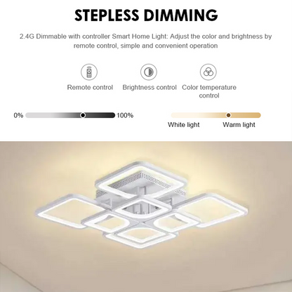 Żyrandol LED z pilotem ZOE 138W, 8 kwadratów, światło zimne/ciepłe/neutralne, możliwość przyciemniania, biały Żyrandol LED z pilotem Domyślny tytuł Alessandro Design