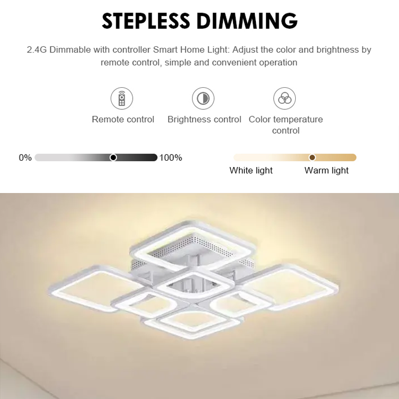 Żyrandol LED z pilotem ZOE 138W, 8 kwadratów, światło zimne/ciepłe/neutralne, możliwość przyciemniania, biały Żyrandol LED z pilotem Domyślny tytuł Alessandro Design