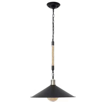 Żyrandol sznurkowy LV570/1BK, 1xE27, średnica 26,5 cm, wysokość 11 cm, IP20, brązowy, czarny, metal i sznurek, żarówki nie wchodzą w skład zestawu