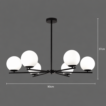 Żyrandol klasyczny NUUK, 90x57cm, 6xE27, metal i plastik, czarny