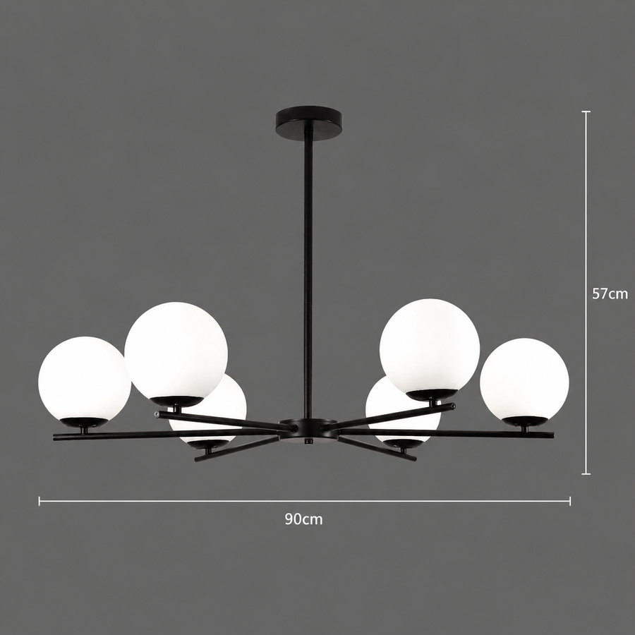 Żyrandol klasyczny NUUK, 90x57cm, 6xE27, metal i plastik, czarny