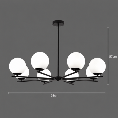 Żyrandol klasyczny NUUK, 93x57cm, 8xE27, metal i plastik, czarny