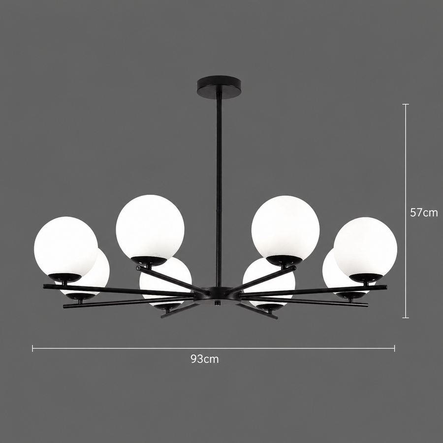 Żyrandol klasyczny NUUK, 93x57cm, 8xE27, metal i plastik, czarny