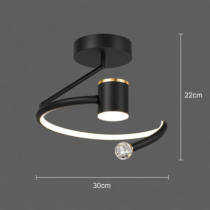 Żyrandol LED, 24W, 30x25cm, światło zimne/ciepłe/neutralne, czarny