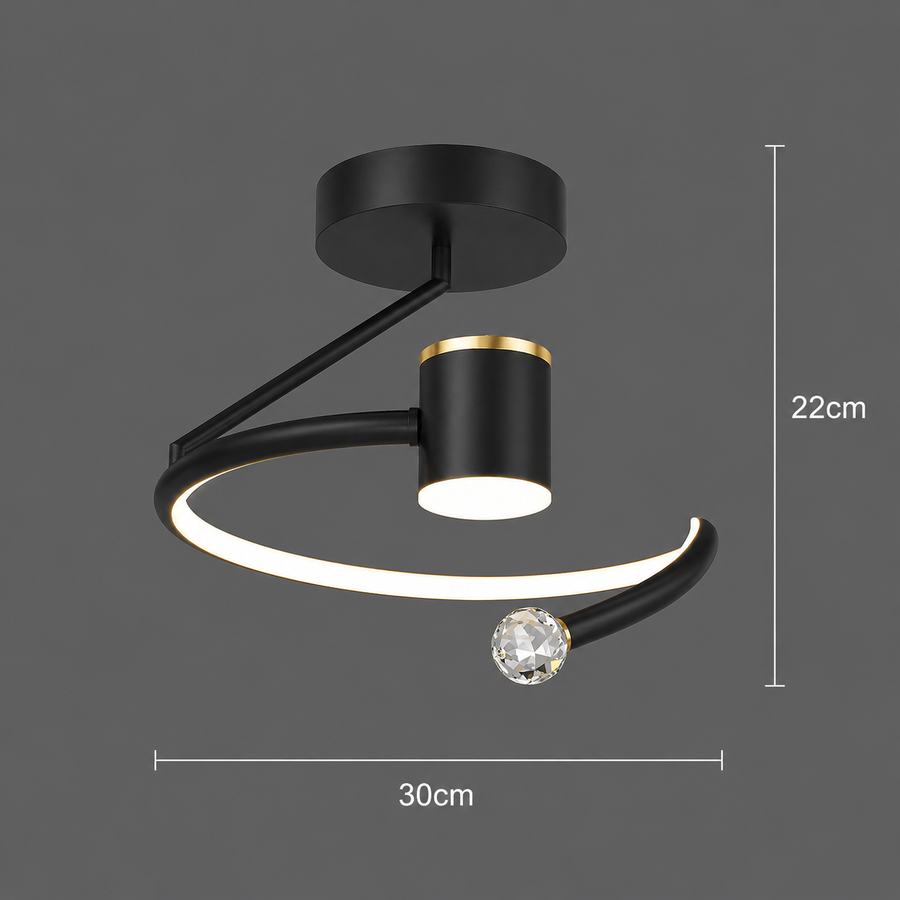 Żyrandol LED, 24W, 30x25cm, światło zimne/ciepłe/neutralne, czarny