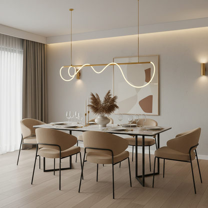 Żyrandol LED DIVINO z elastyczną rurką silikonową - 62W, regulowane światło, złote nowoczesne żyrandole Domyślny tytuł Alessandro Design