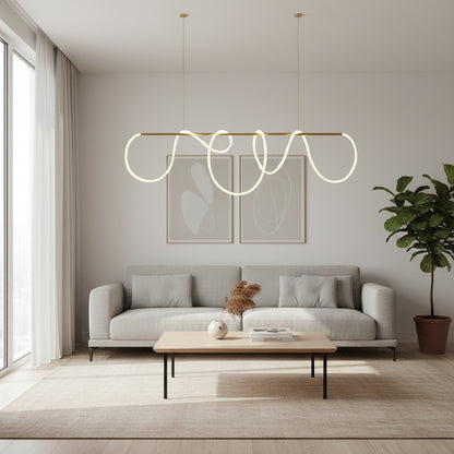 Żyrandol LED DIVINO z elastyczną rurką silikonową - 62W, regulowane światło, złote nowoczesne żyrandole Domyślny tytuł Alessandro Design