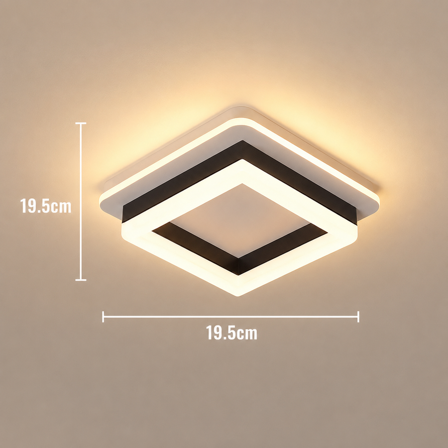 Żyrandol LED MODERN 25W, Wymiary 19,5x19,5 cm, Kwadrat, Światło Zimne/Ciepłe/Neutralne, Czarny