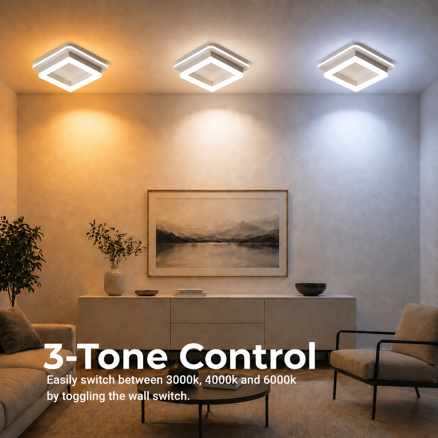 Żyrandol LED MODERN 26W, rozmiar 19,5x19,5, kwadrat, światło zimne/ciepłe/neutralne, biały