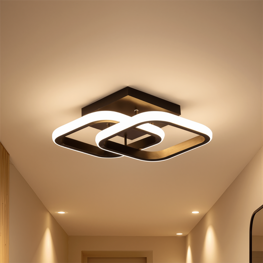 Żyrandol LED VERTEX Matrix nakładające się diamenty, metalowe ramki, 24W, 2 diamenty, światło zimne/ciepłe/neutralne 3000K/4000K/6000K, czarny, metalowy i silikonowy żyrandol LED domyślny tytuł Alessandro Design