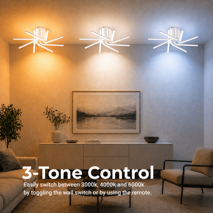 Lustra LED cu telecomanda IBANE, 8 surse, 3000K/4000K/6000K, 144W, Metal și Silicon, Alb