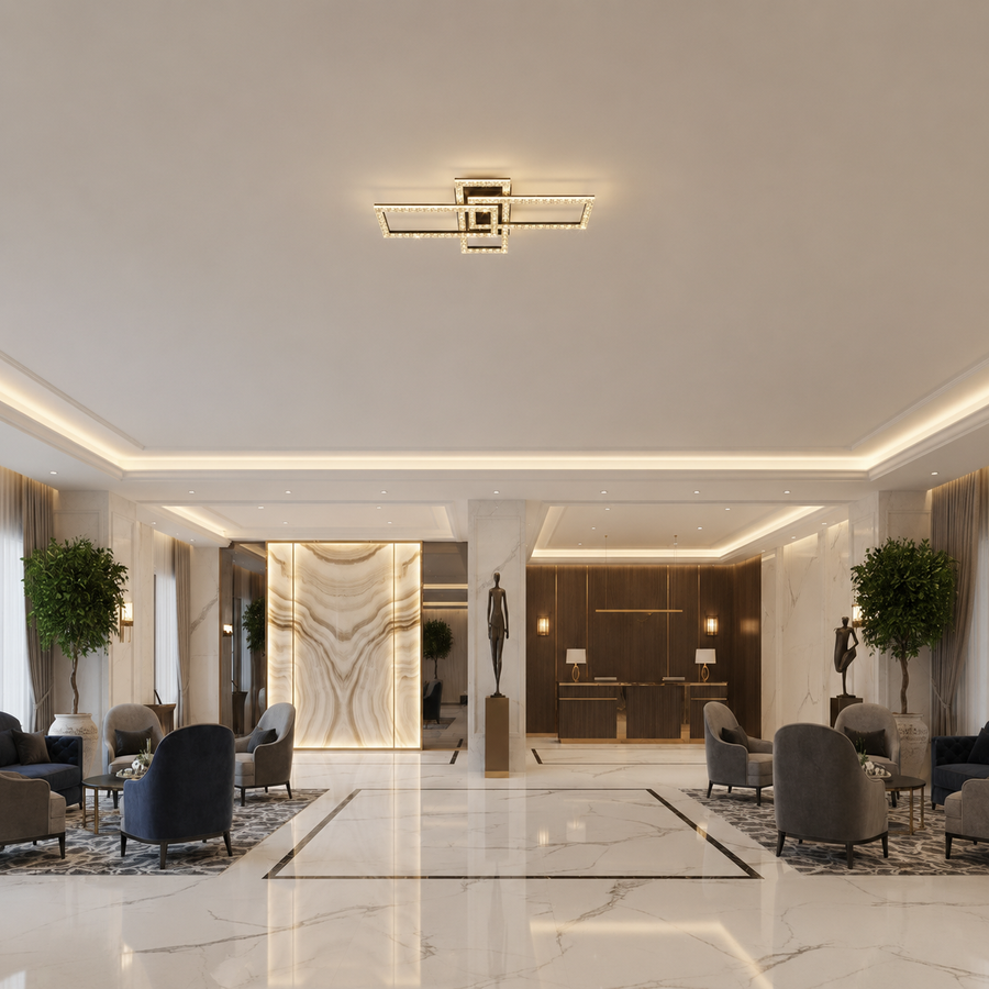 Lustra LED cu telecomanda SUKING, 3 surse, 3000K/4000K/6000K, 120W, Metal și Acrilic, Negru