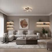 Lustra LED cu telecomanda TRANBERG, 3 surse(1negre+2auriu), 3000K/4000K/6000K, 144W, Metal și Plastic, Negru