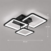 Żyrandol LED z pilotem ZOE 46W, 3 kwadraty, światło zimne/ciepłe/neutralne, możliwość ściemniania, czarny