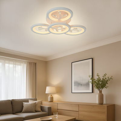 Żyrandol LED z pilotem i kryształem DAISY 53W, 4 elementy, światło zimne/ciepłe/neutralne, możliwość przyciemniania, biały