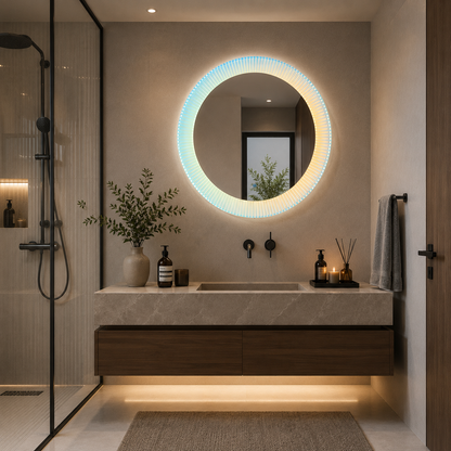 Lustro Giga LED, 80x60cm, srebrne, dotykowe, światło 6000K
