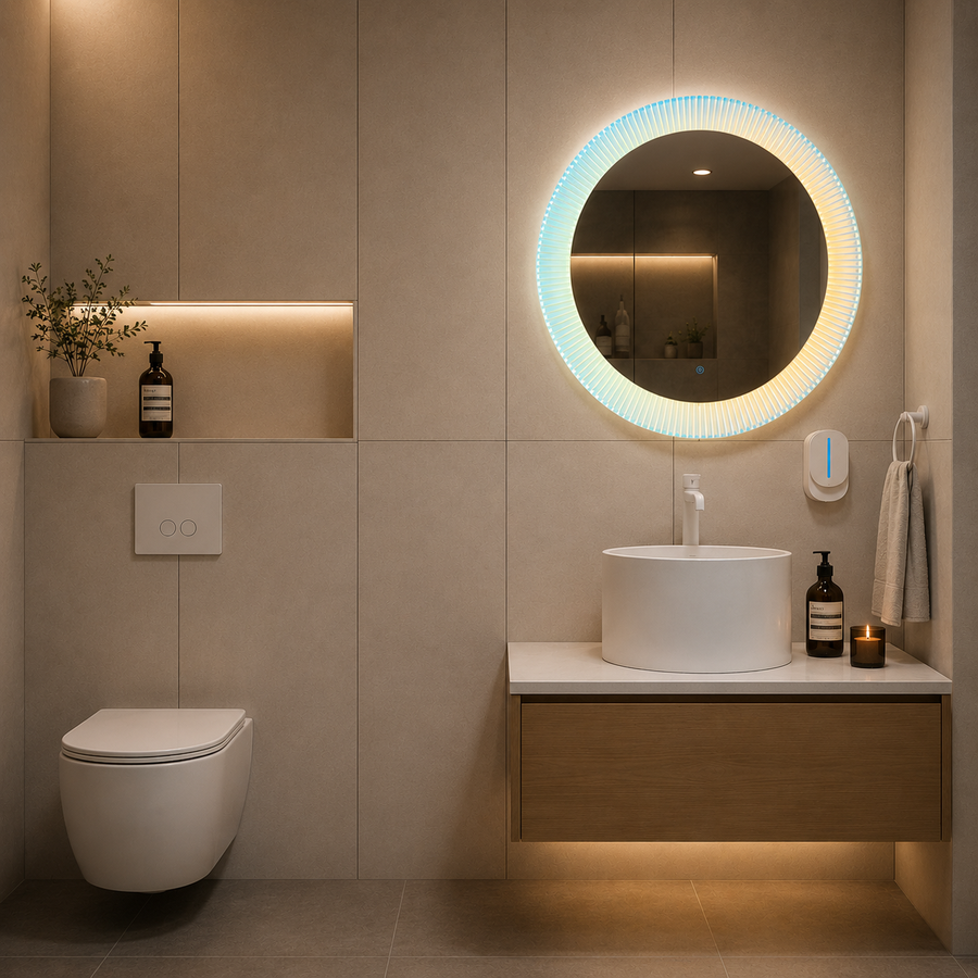 Lustro Giga LED, 80x60cm, srebrne, dotykowe, światło 6000K