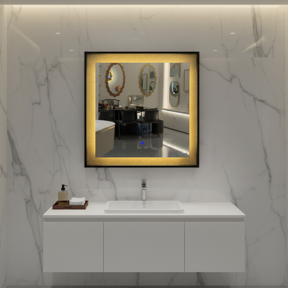Lustro Giga LED, 80x60cm, srebrne, dotykowe, światło 6000K