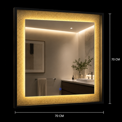Lustro Giga LED, 80x60cm, srebrne, dotykowe, światło 6000K