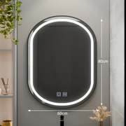 Lustro owalne LED 60x80cm VETRO Touch ściemnialny system odmgławiacza, czarna ramka