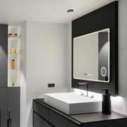 Prostokątne lustro LED 120x80 Aura Riflesso Puro MotionGlow Marcello, system odmgławiania, termometr i zegar, ściemniane lustra Marcello Domyślny tytuł Alessandro Design