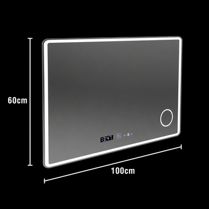 LUD LED prostokątna 120x80 Aura Riflesso Puro Motionglow Marcello, System rozprzestrzeniania się, termometr i zegar, cieńby