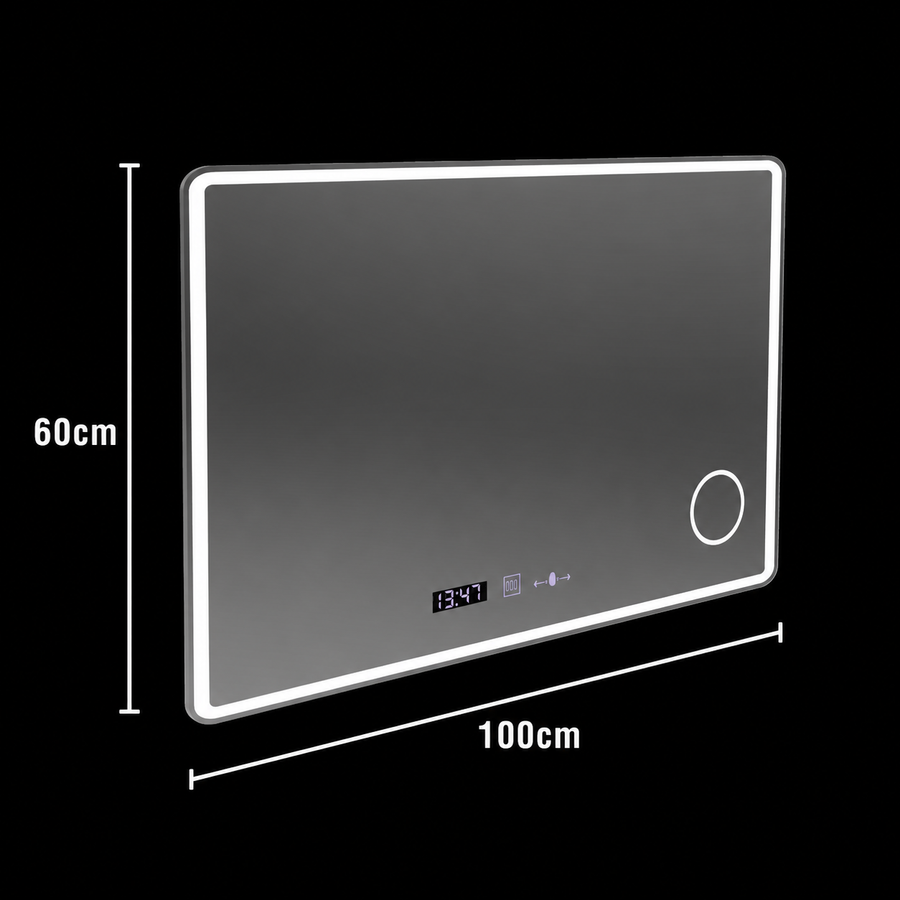 LUD LED prostokątna 120x80 Aura Riflesso Puro Motionglow Marcello, System rozprzestrzeniania się, termometr i zegar, cieńby