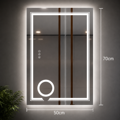 Oglinda LED Rectangulara, 50x70cm, CANTO Touch, Sistem Dezaburire, Dimabila