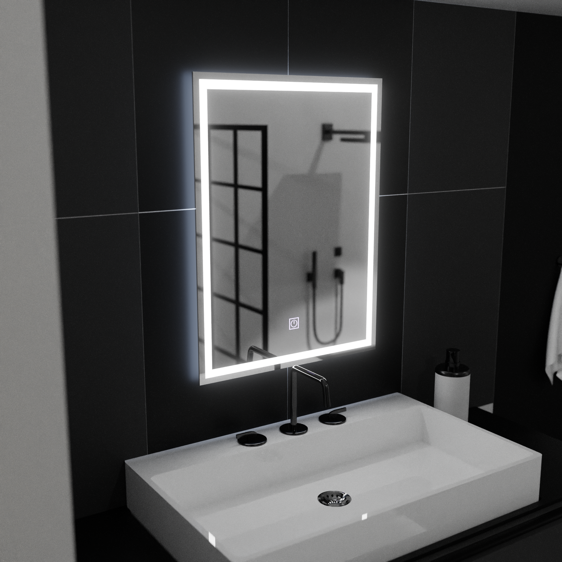 Prostokątne lustro LED, 50x70cm, FRAME Basic Touch Lustra Korman C Domyślny tytuł Alessandro Design