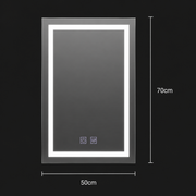 Lustro prostokątne LED, 50x70cm, RADIANTE Touch, system odmgławiania, możliwość ściemniania