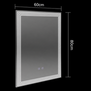 Prostokątne lustro LED, 60x80cm, ADIS Touch, system odmgławiania, możliwość przyciemniania