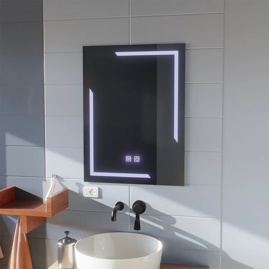 Prostokątne lustro LED, 60x80cm, ECLISSA Touch, system odmgławiania, możliwość przyciemniania