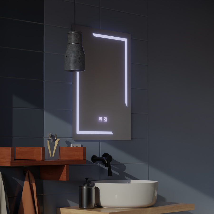 Prostokątne lustro LED, 60x80cm, ECLISSA Touch, system odmgławiania, ściemniane lustra Korman E Domyślny tytuł Alessandro Design